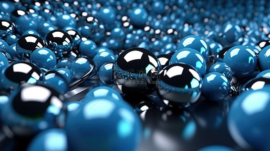 蓝色科技商业海报背景图片_人工智能公司的未来派 3D 渲染插图与蓝色金属球