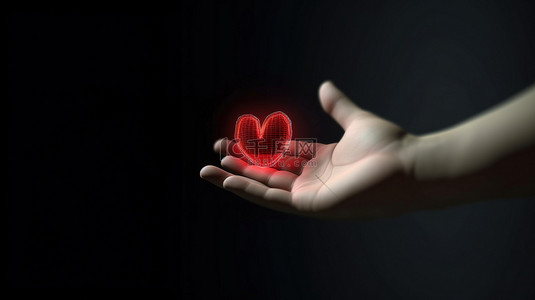 手幅图背景图片_手握心率图标的 3D 插图