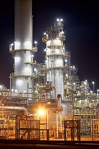 白光背景图片_夜间有白光的现代化炼油厂