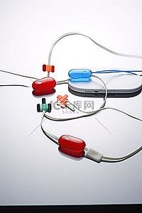 两根医用鼠标电缆连接在一起，药丸从电缆中掉出来