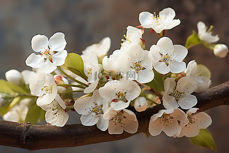 苹果树枝上的白色花朵