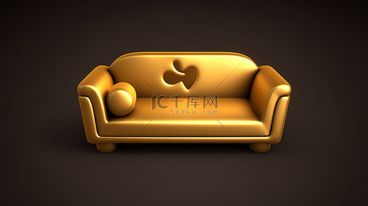静音图标背景图片_沙发符号镀金版权标志在静音金色面板 3d 生成的社交网络图标