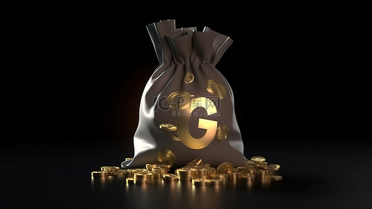 符号钱背景图片_欧元货币符号的 3d 插图，硬币袋代表金融财富和繁荣