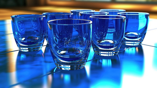 清目背景图片_高清蓝色玻璃晶莹剔透的 3D 渲染