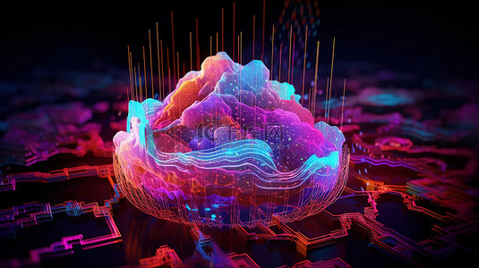 加密网络背景图片_3D 虚拟现实中发光的 Metaverse 网络云存储 LAN 网络和 Web 数据