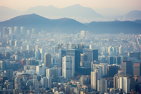 高楼大厦背景图片_首尔市是一座拥有高楼大厦的大城市