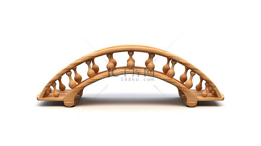 用于装饰目的的孤立木桥，以 3D 渲染