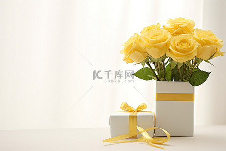 黄人背景图片_装有黄玫瑰的礼物“金盒”