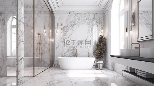 照片墙背景图片_优雅的白色大理石浴室