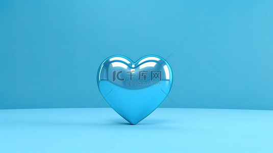 蓝色背景上心脏符号的 3d 渲染