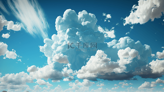 卡通背景蓝色天空背景图片_蓝天白云插画背景