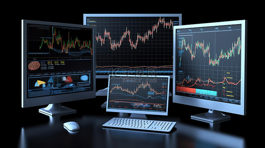 企业市场背景图片_可视化企业财务 3D 计算机生成的图表和图形