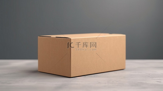 包装背景图片_棕色牛皮纸箱样机的浅色背景 3D 渲染