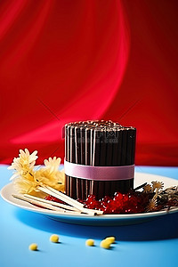 糖果派对背景图片_白盘子上的巧克力棒