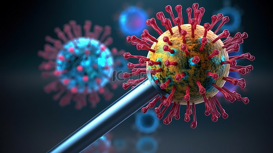 细菌放大背景图片_医疗内容3D渲染放大镜和病毒