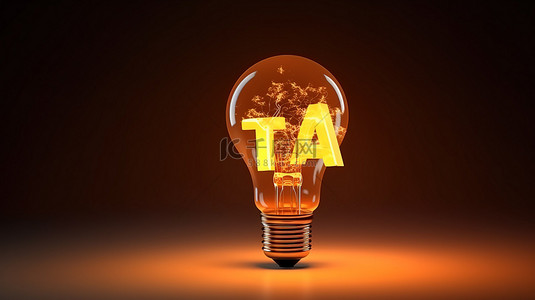 创新灯泡背景图片_创新理念 3D 渲染灯泡，在数字背景上刻有“想法”铭文，用于启动概念投资