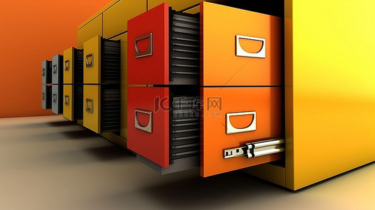 文件柜和文件夹的 3d 渲染