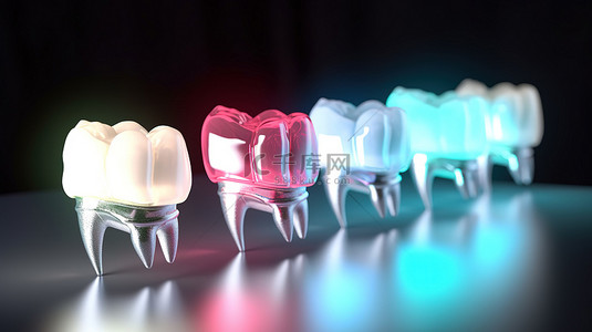 口腔广告背景图片_3d 渲染中的牙齿美白概念