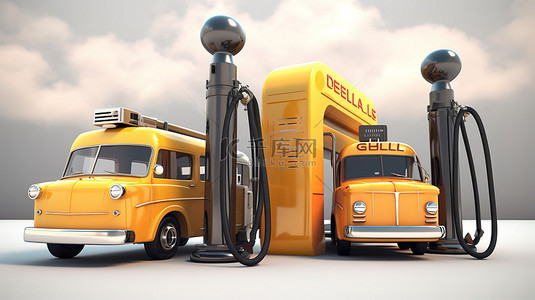 燃料之战柴油与电动 3D 渲染