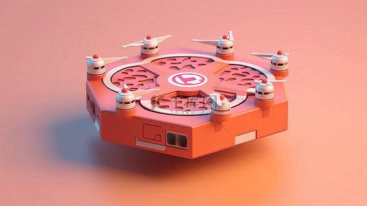 披萨背景图片_无人机送披萨的 3D 渲染
