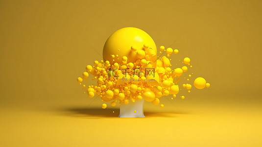 对话框背景图片_具有黄色语音气泡概念的社交网络通信的最小 3D 渲染插图