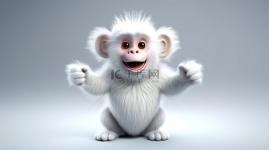 搞笑键盘背景图片_一只白猴子的搞笑 3D 插图