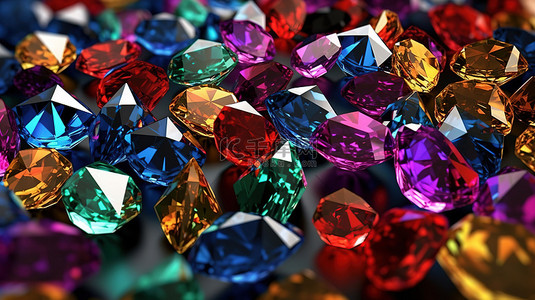闪闪发光的彩虹钻石插图 3d 渲染