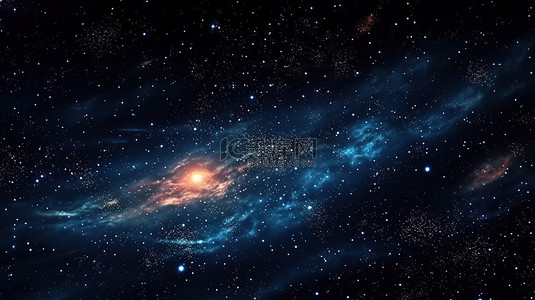 黑色背景图片_黑色星空夜空上发光的银河系和宇宙的 3D 插图