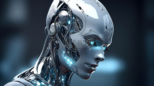 机器人背景图片_下一代交互式机器人未来派 3D 插图