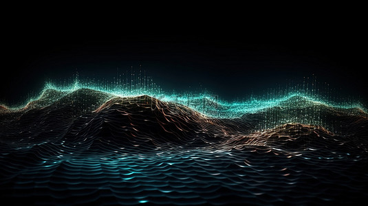 网站和广告的技术灵感粒子波背景 3D 插图