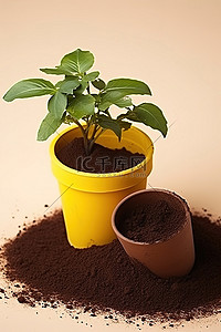盆栽植物和泥土