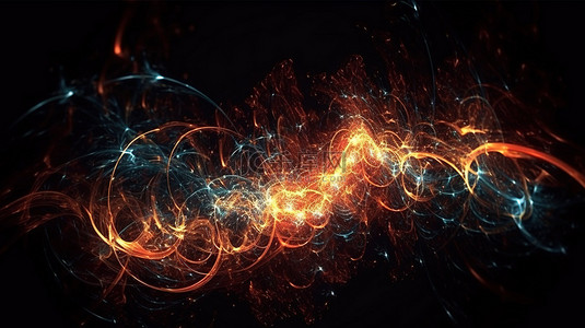 旋转突出了 3D 渲染中亮光粒子的抽象图案