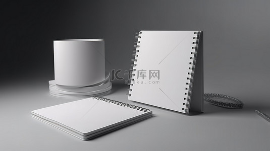 用于广告和创意项目的空白笔记本设计样机 3d 渲染