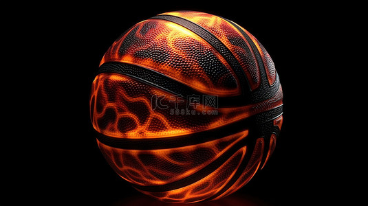 篮球比赛背景图片_黑色背景上篮球的 3d 渲染