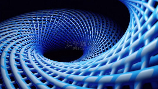 蓝色魔方背景图片_3d 渲染中的蓝色和白色圆环错觉