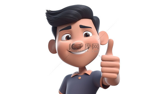 好人背景图片_一个成功的亚洲男人的 3d 渲染，竖起大拇指，象征着胜利好运和受欢迎程度