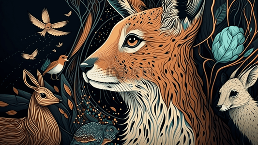 小鹿动物插画背景