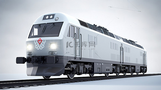 坚固而强大的灰色柴油机车的 3D 渲染，专为牵引又长又重的铁路列车而设计