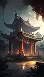 中式背景背景图片_建筑中式古代背景