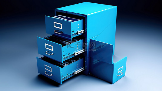 3D 文件柜和蓝色相配的文件夹