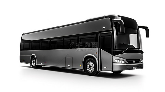 旅行背景图片_白色背景上的中型黑色城市巴士的 3D 渲染