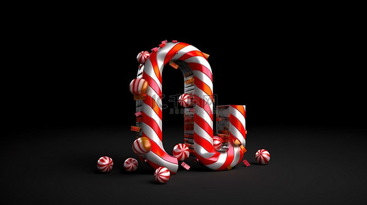 节日圣诞节倒计时与拐杖糖 3D 插图