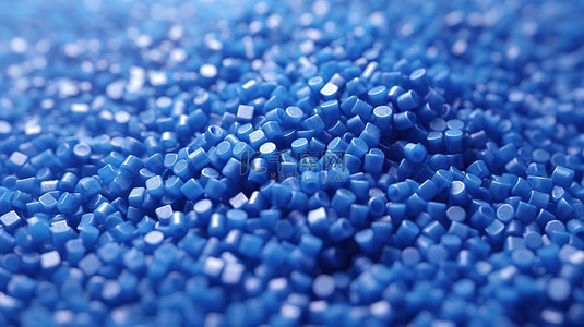 物质背景背景图片_蓝色聚合物树脂塑料颗粒的特写 3D 插图非常适合成型