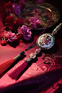 中国艺术龙歌汉生硬币红宝石墨西哥胡椒吊坠