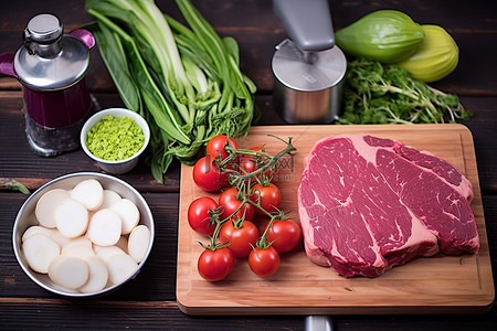 新鲜食材背景图片_用于烹饪的新鲜食材蔬菜和肉类