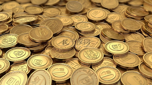 货币图案背景图片_无缝加密货币硬币图案背景的卡通 3D 插图渲染