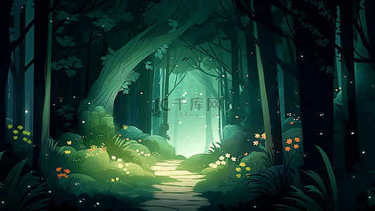 森林夜晚背景