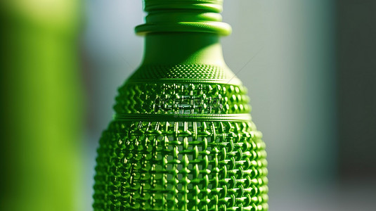 蒸汽波背景图片_打印机中 3D 打印的绿色和灰色瓶子物体的特写视图