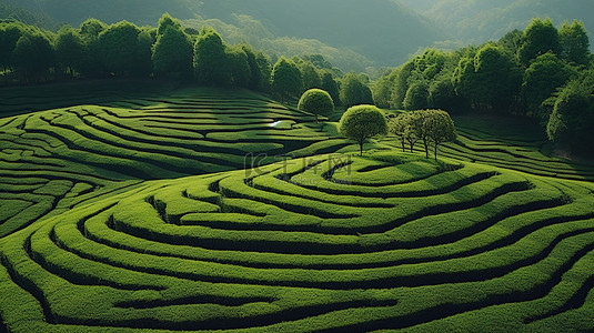 茶城背景图片_日本茶园绿山