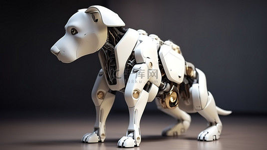 机器人机器人和犬类伴侣的 3d 渲染